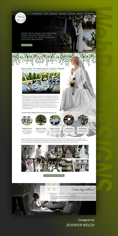 wedding venue landing page website