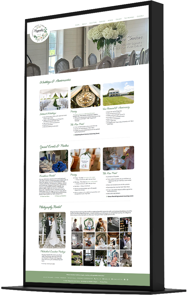 Wedding & Events Venue website